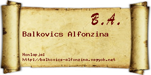 Balkovics Alfonzina névjegykártya